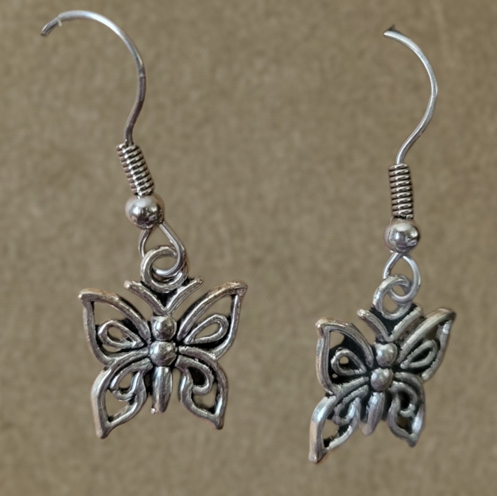 Pewter Butterfly Earrings